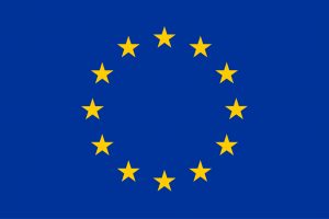 European union flag wth blue background and golden stars.