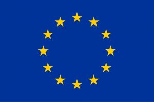 European union flag wth blue background and golden stars.