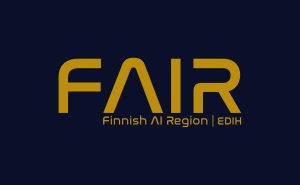 FAIR reddish golden logo on dark grey background
