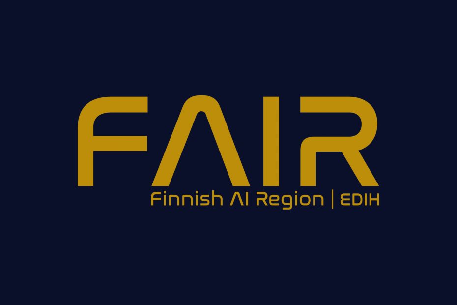 FAIR reddish golden logo on dark grey background