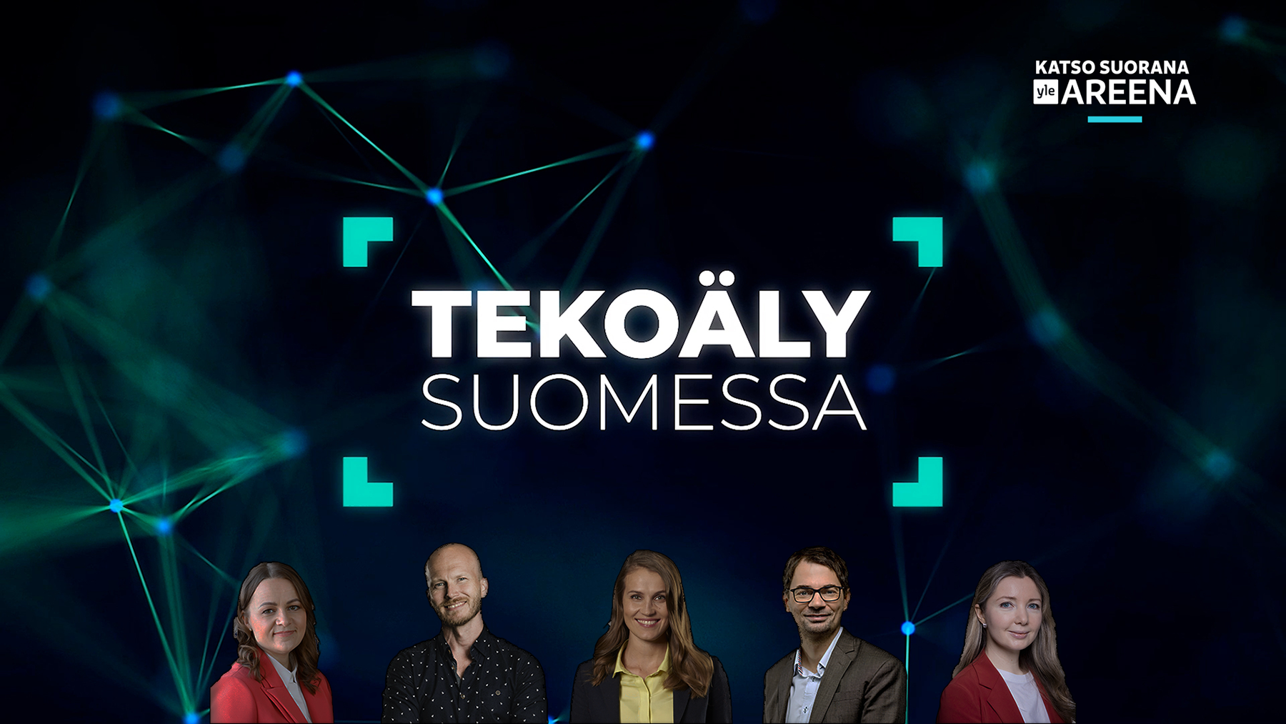 Tekoäly Suomessa -webinaarin mainoskuva, jossa tapahtuman puhujat.