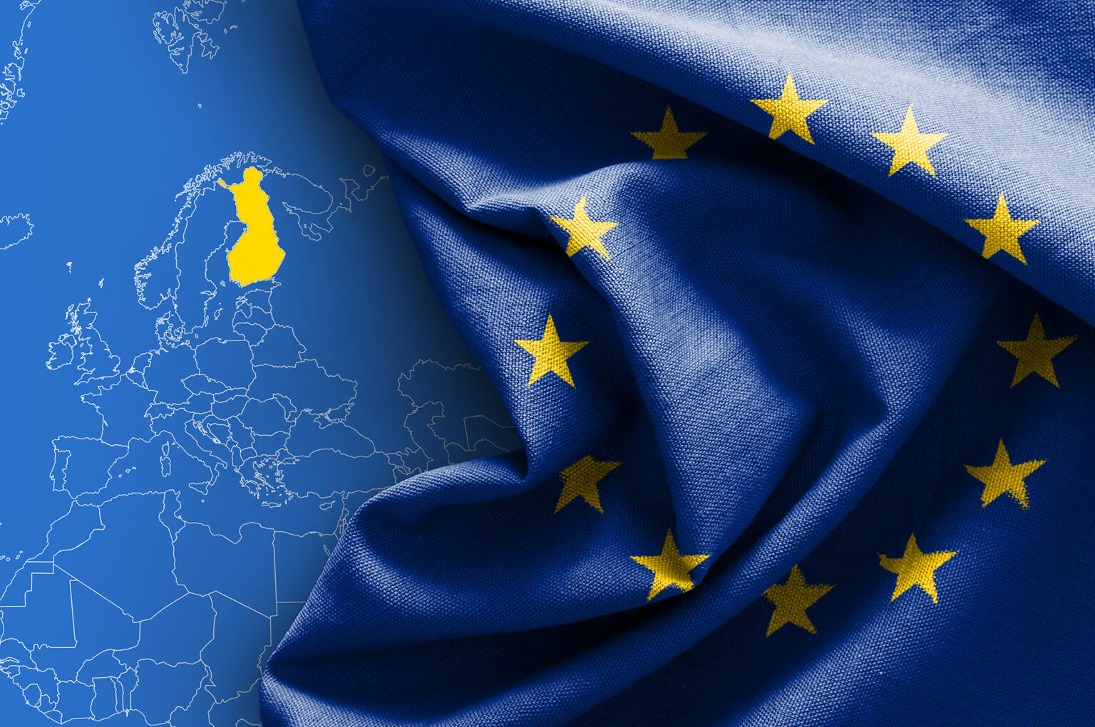 Map of Europe and EU Flag
