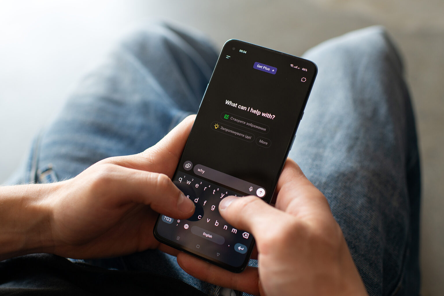 Person using ChatGPT on mobile phone
