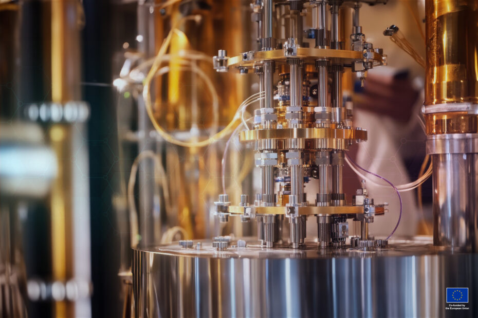 A quantum physicist conducting experiments on quantum entanglement, lab with quantum computing equipment and entanglement experiments visible, High-tech style