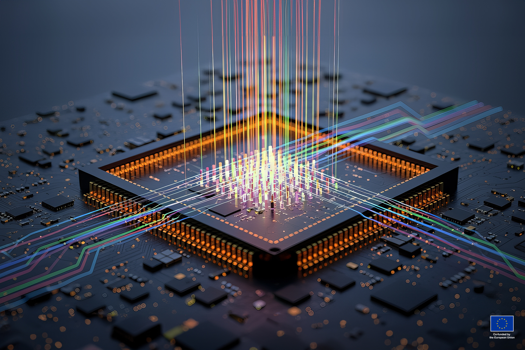 Quantum Chip Glowing under Holographic Data Project
