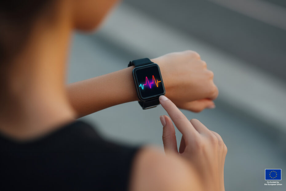 Woman checking her smartwatch before going to jog.