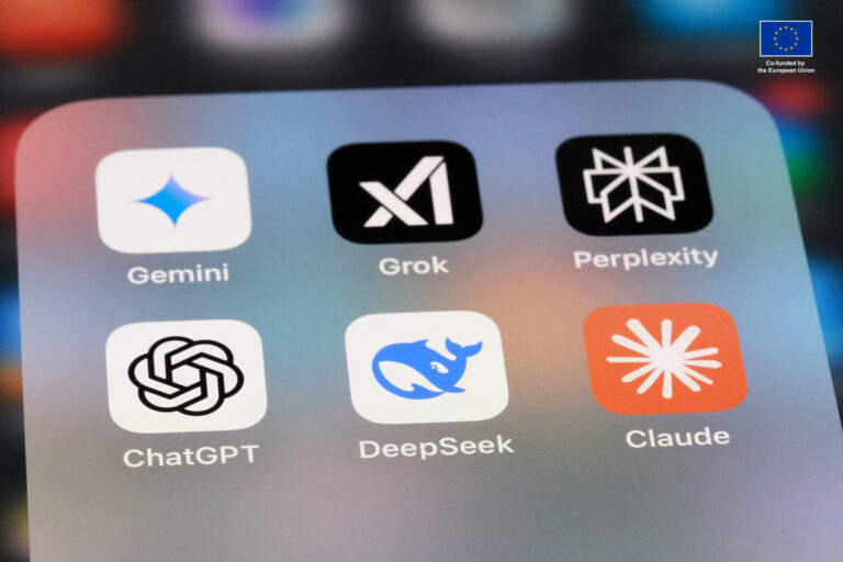 Picture of mobile phone screen with icons of different LLM models