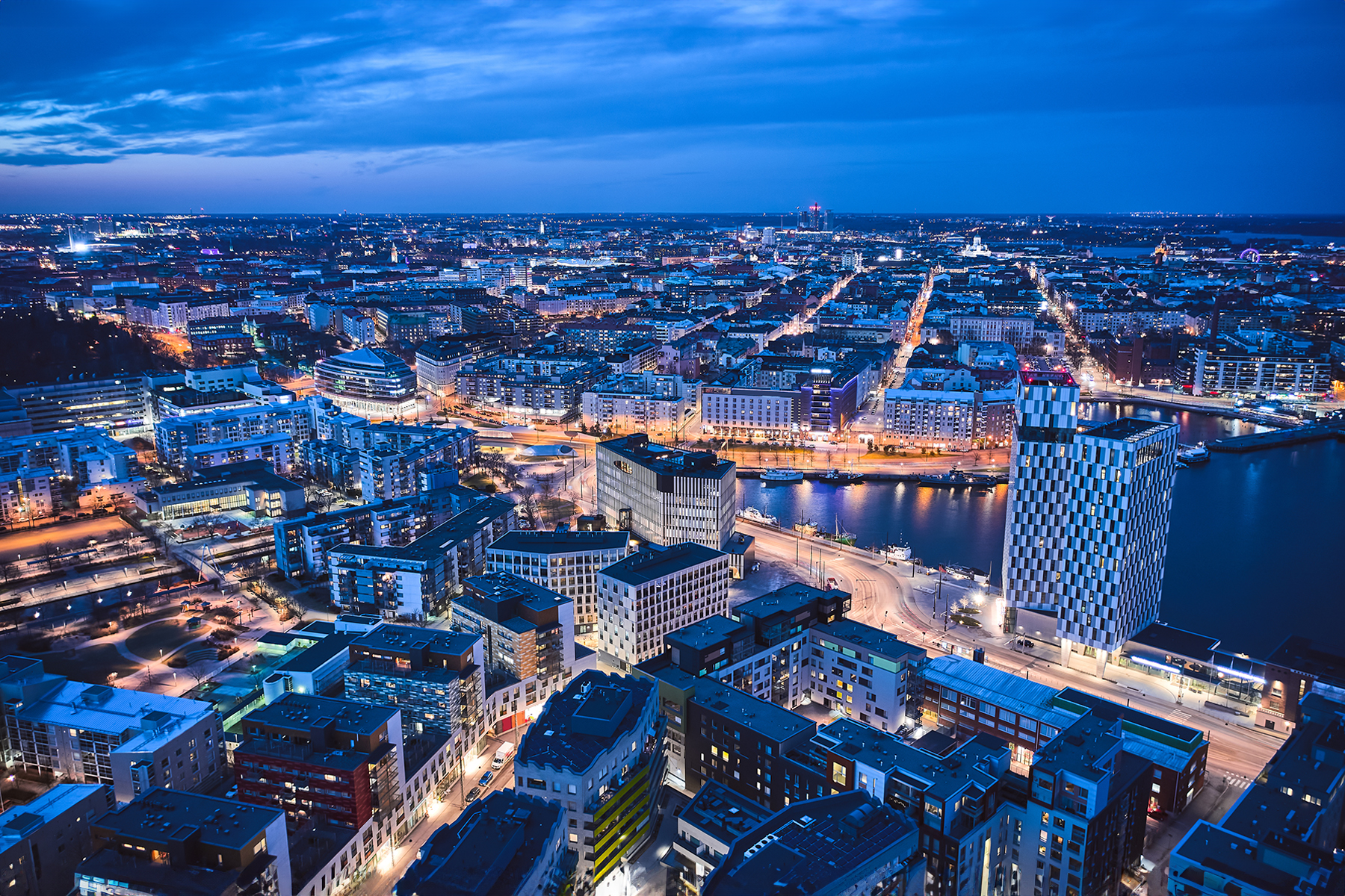 Helsinki bird view at night