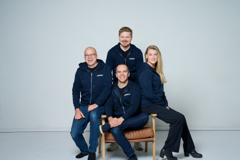 Optivian founders: Jesse Haka, Visa Laurila, Roope Heinilä, Johanna Rauhala. Lari Järnefelt