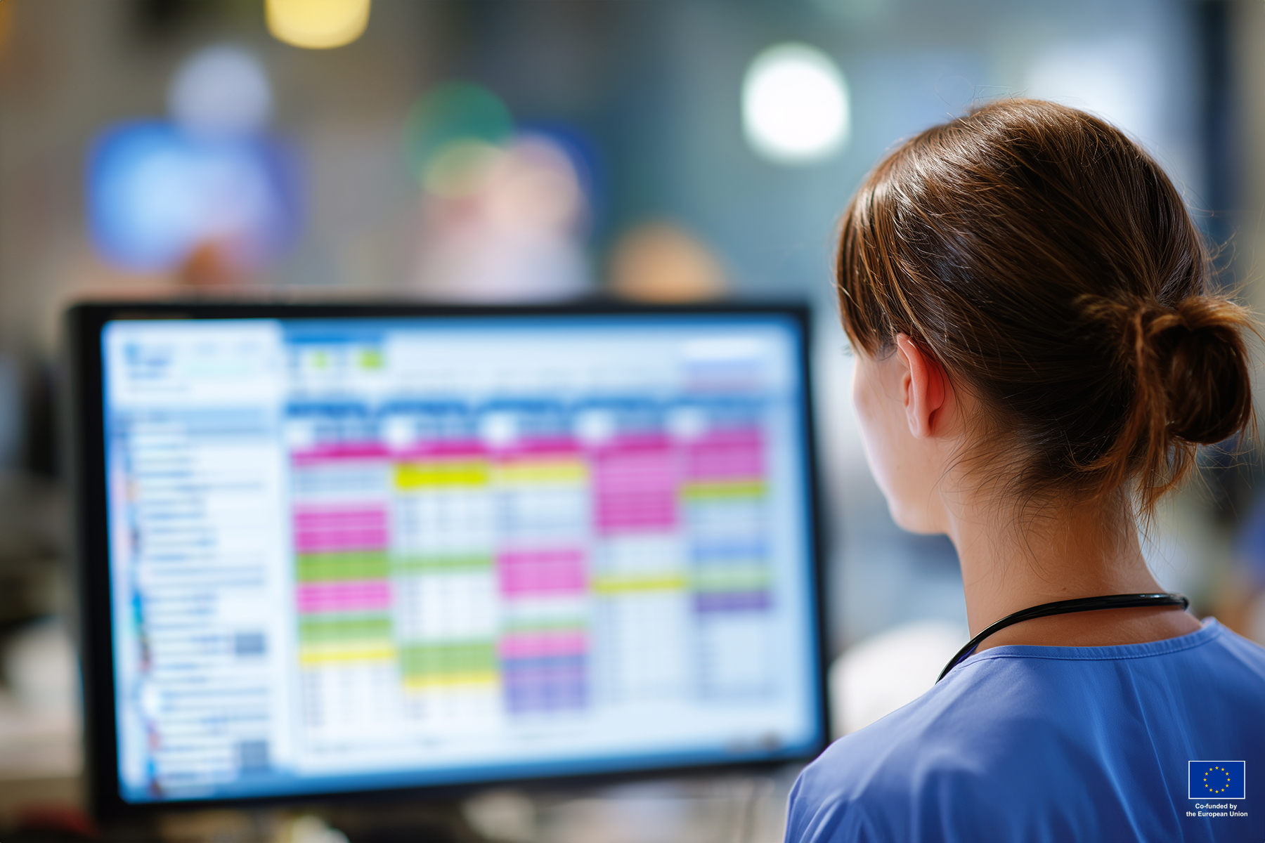 Woman watching data from computer at the hospital