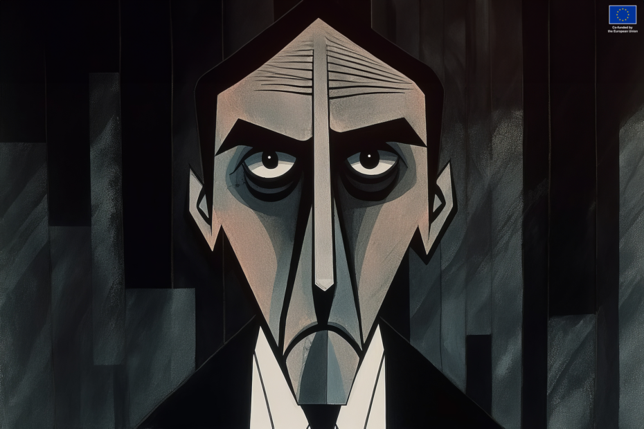 Grumpy toonie charachter with dark features