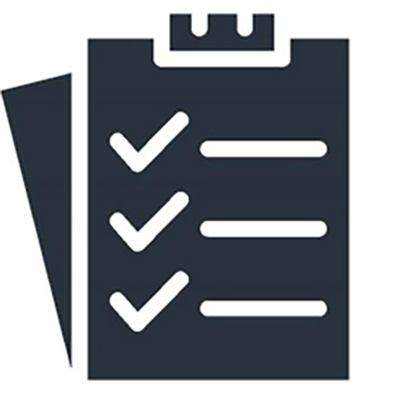 Icon of a map with check-ups