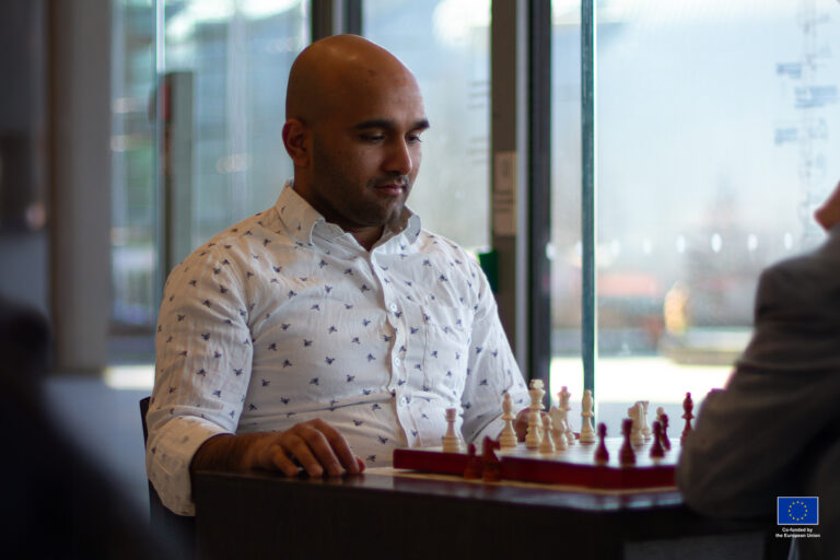 Aveksana Co-founder and COO Surya Yadav playing chess. Photo by Aveksana.
