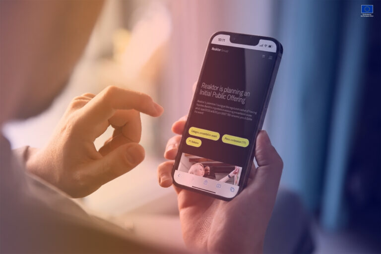 Reaktor announcement on a mobile phone screen