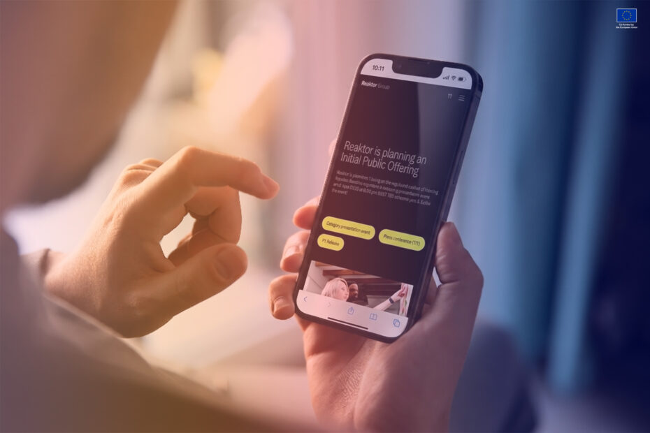 Reaktor announcement on a mobile phone screen