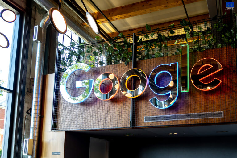Google sign is seen in Google Canada office in Kitchener-Waterloo Ontario, Canada on September 30, 2019. By JHVEPhoto