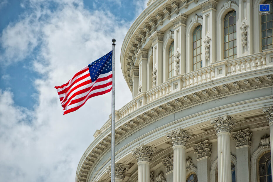 Washington DC Capitol detail on cloudy sky By Andrea Izzotti